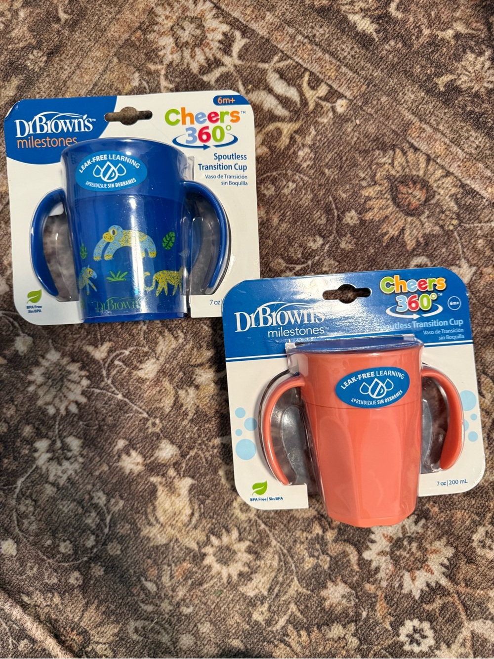 Dr. Brown's Cheers 360° Spoutless Transition Cups - Blue & Coral